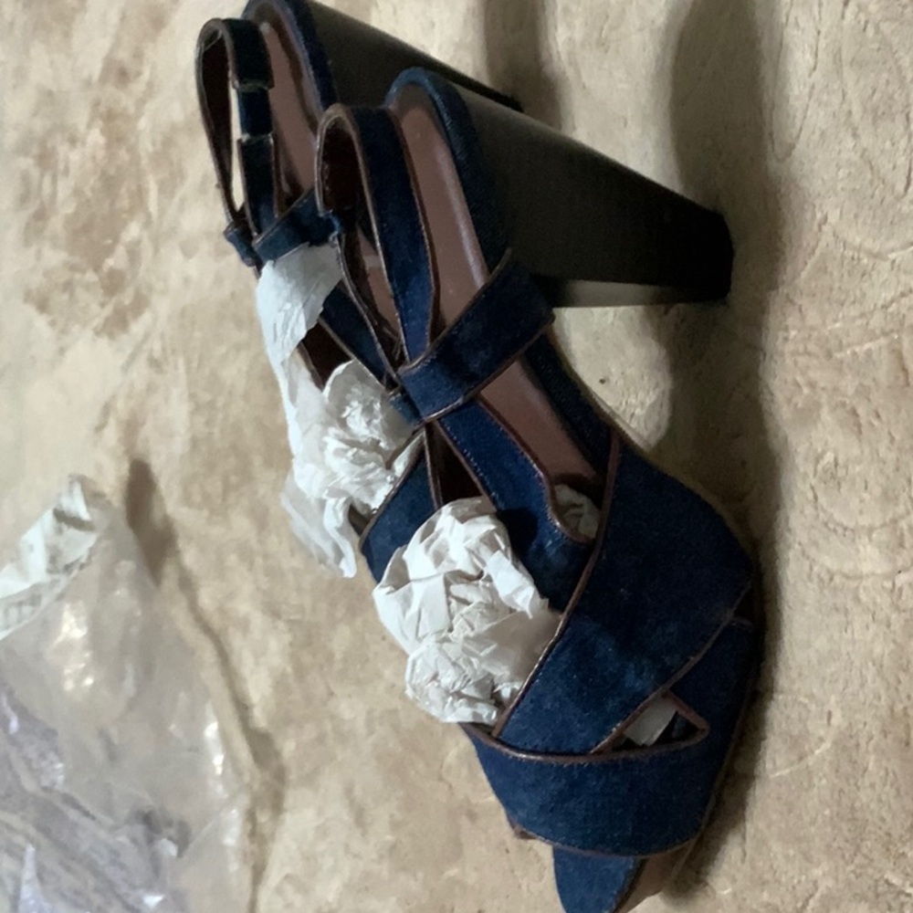 Avon Blue Heels with Straps and Sturdy Sole